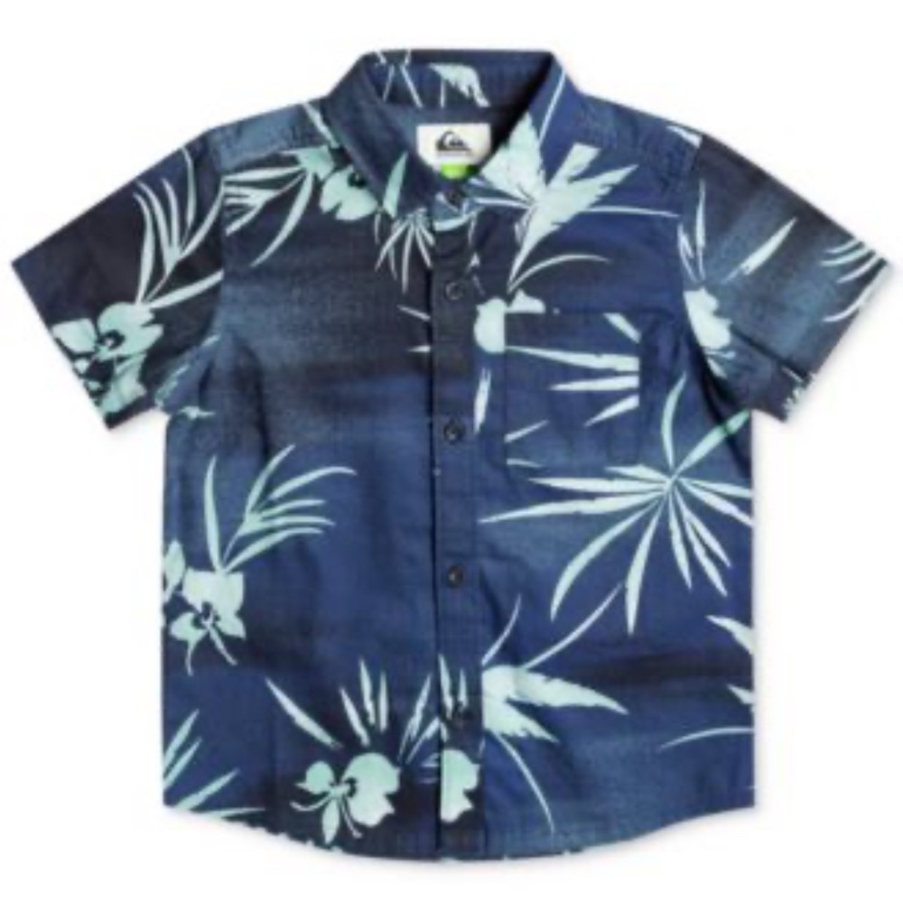 Quiksilver Kids' Navy and White Floral Shirt -Size 5